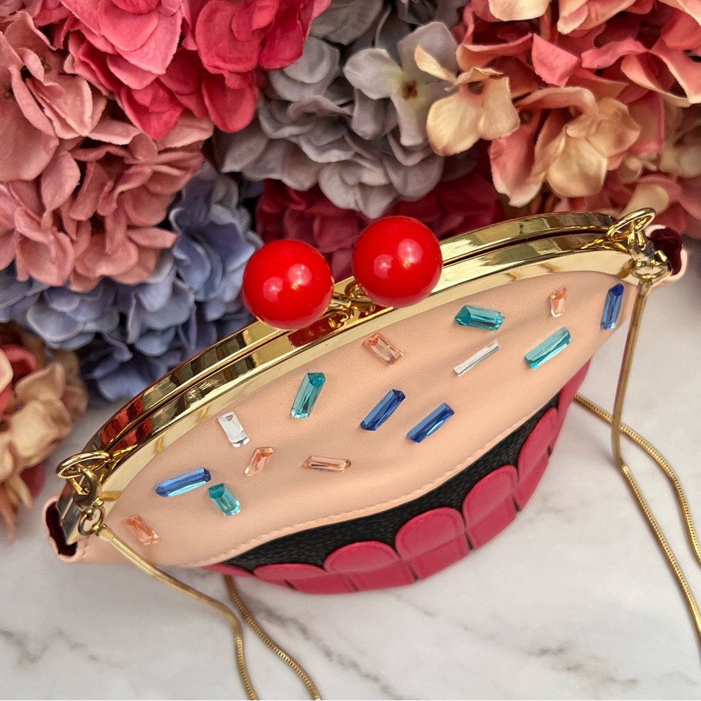 Whimsical Pink Sprinkle Cupcake Crossbody Purse - Picture 9 of 16